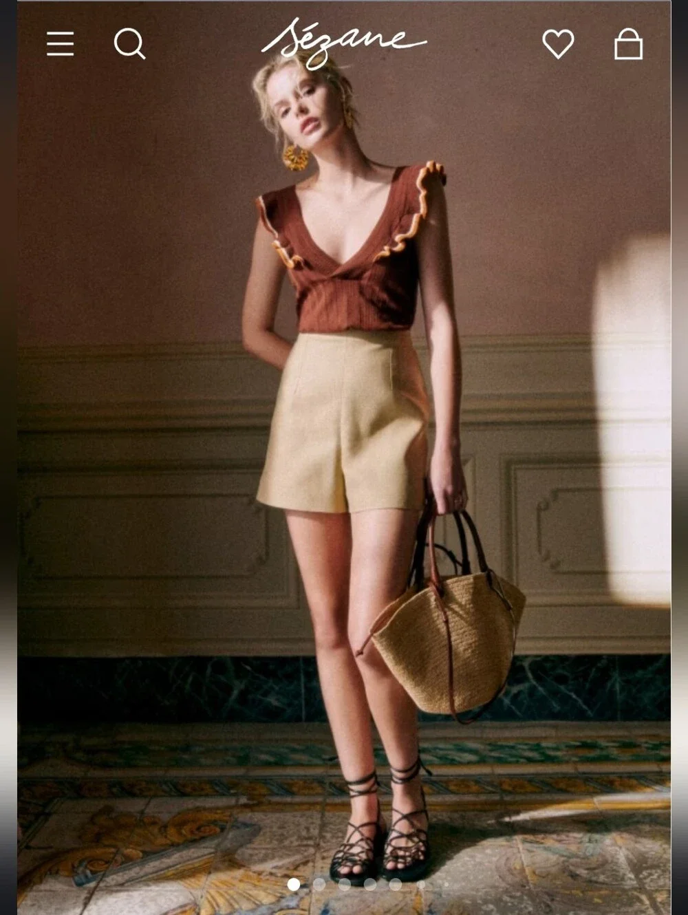 NWT Sezane Light Beige Nick High-Waist Shorts Size 38